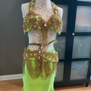 Neon green, mermaid belly dance costume